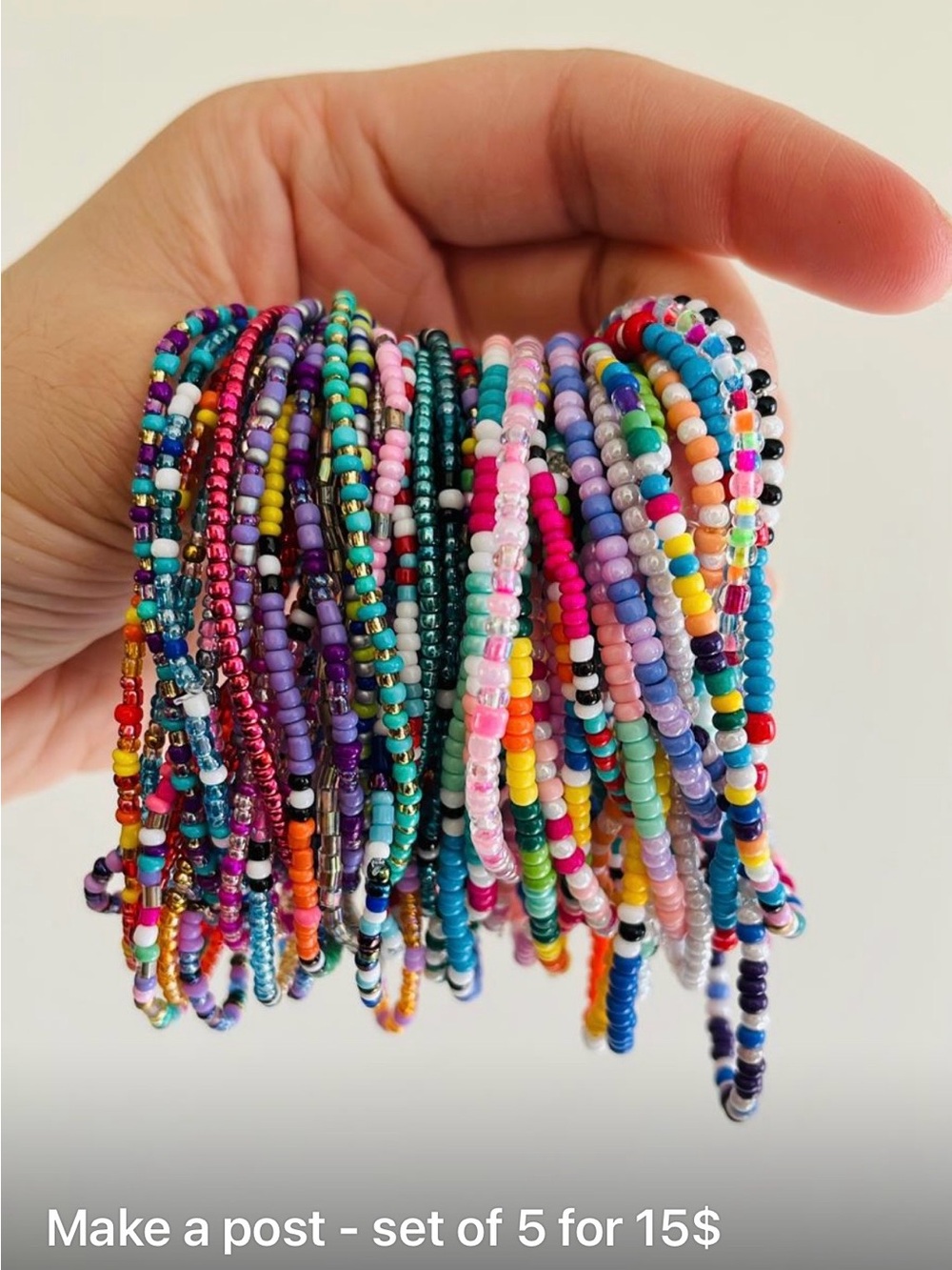 Colorful Seed Bead Stretch Bracelet Set - Multicolor - Picture 2 of 3